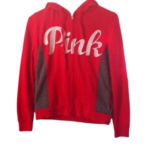Pink by Victoria secret size xs red & gray zip up hoodie like new condition